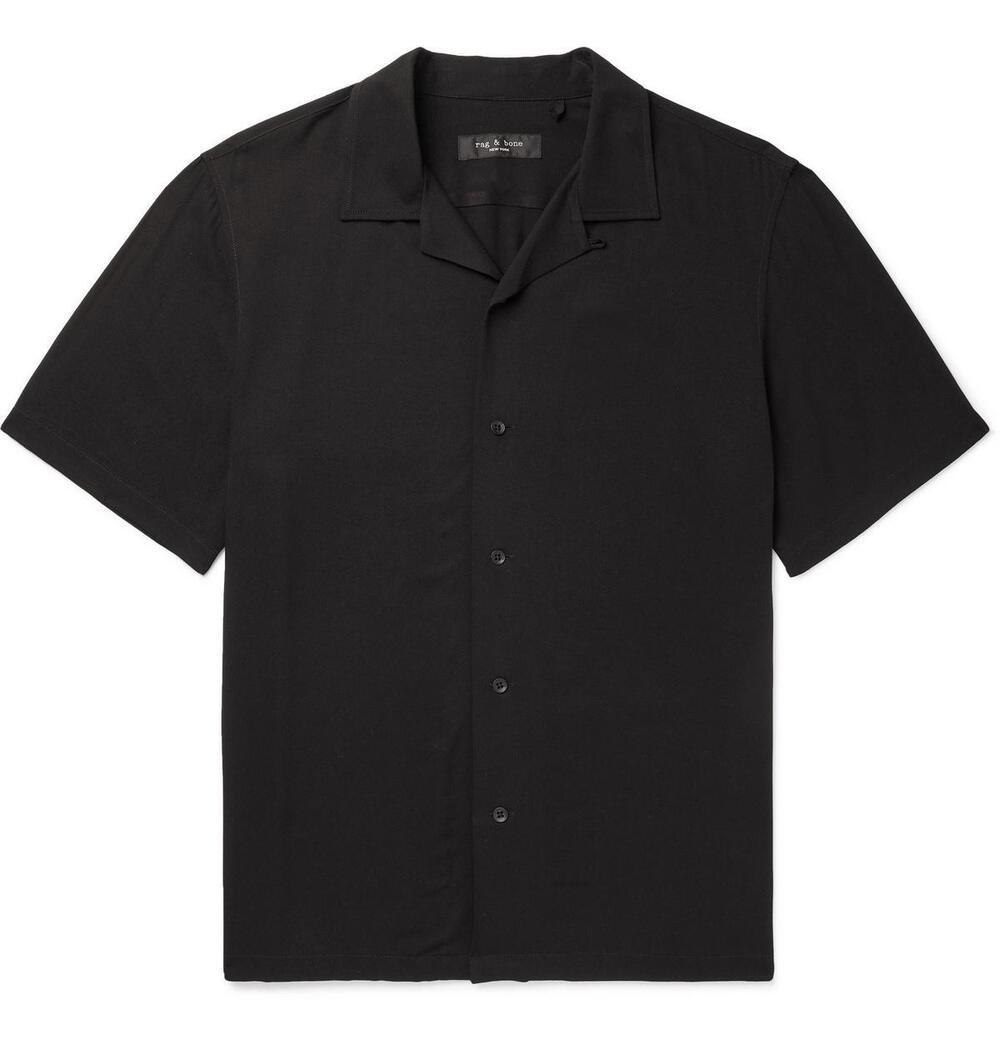 Rag & Bone Black Casual Button Down Short Sleeve Shirt Relaxed Fit Viscose XXL